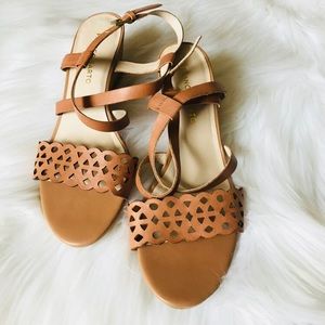 Franco Sarto Perforated Genuine Leather Sandal